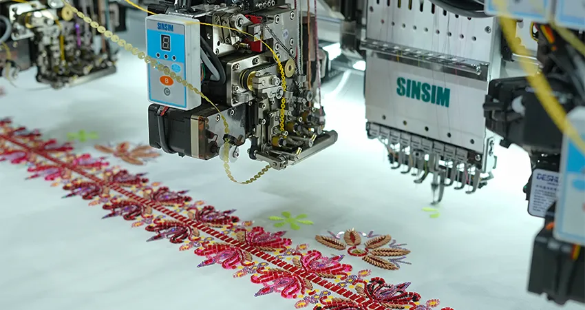 Multi Color Sequin With Beads Embroidery Machine