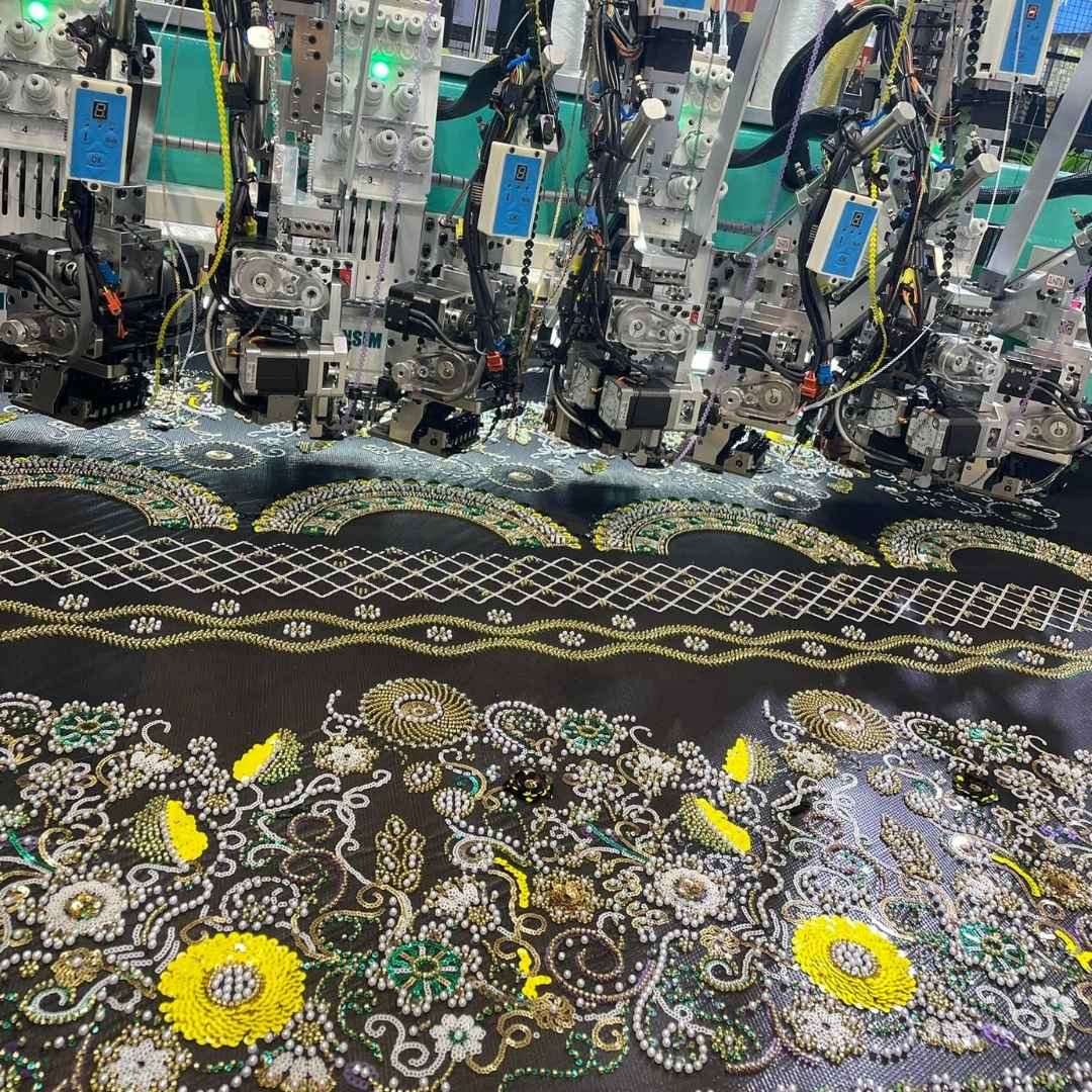 Multi Color Sequin With Beads Embroidery Machine